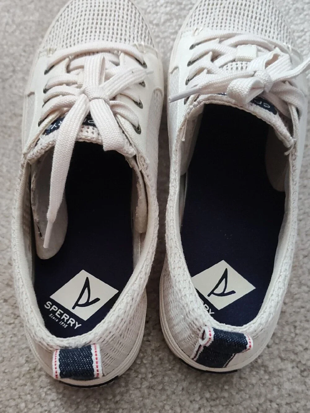 Sperry Women's Beige Knit Low-Top Sneakers